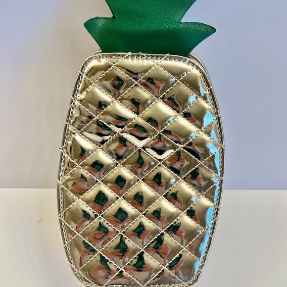 Belt Bag/ Fanny Bag /Sideways Pineapple / Shiny Gold & Green - NWT - Picture 2 of 6